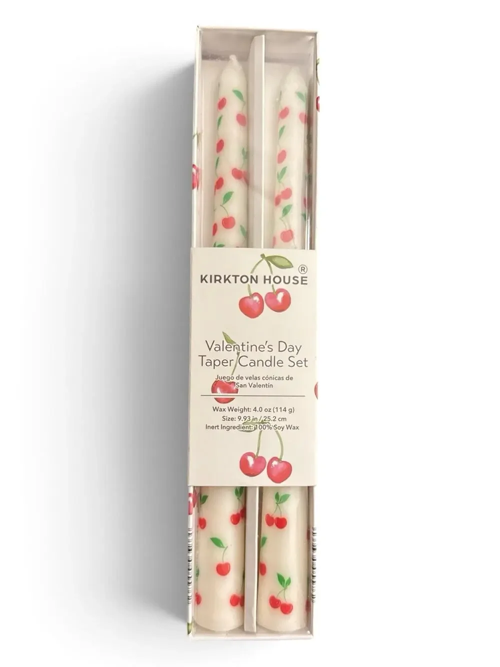 Kirkton House Cherries Taper 100% Soy Candle Set New In Box 9.93” in